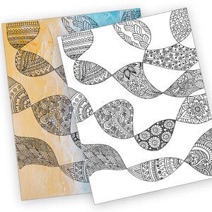 VENTA Página para colorear de patrones imprimibles, Hojas para colorear para adultos, Papel digital Zentangle, papel de álbum de recortes, Inserciones de planificador, patrón de fondo