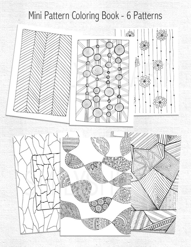 Basic Colour Pattern Paper Printable Pattern Sheets/cards, Digital Paper, Set of 6 Abstract ...