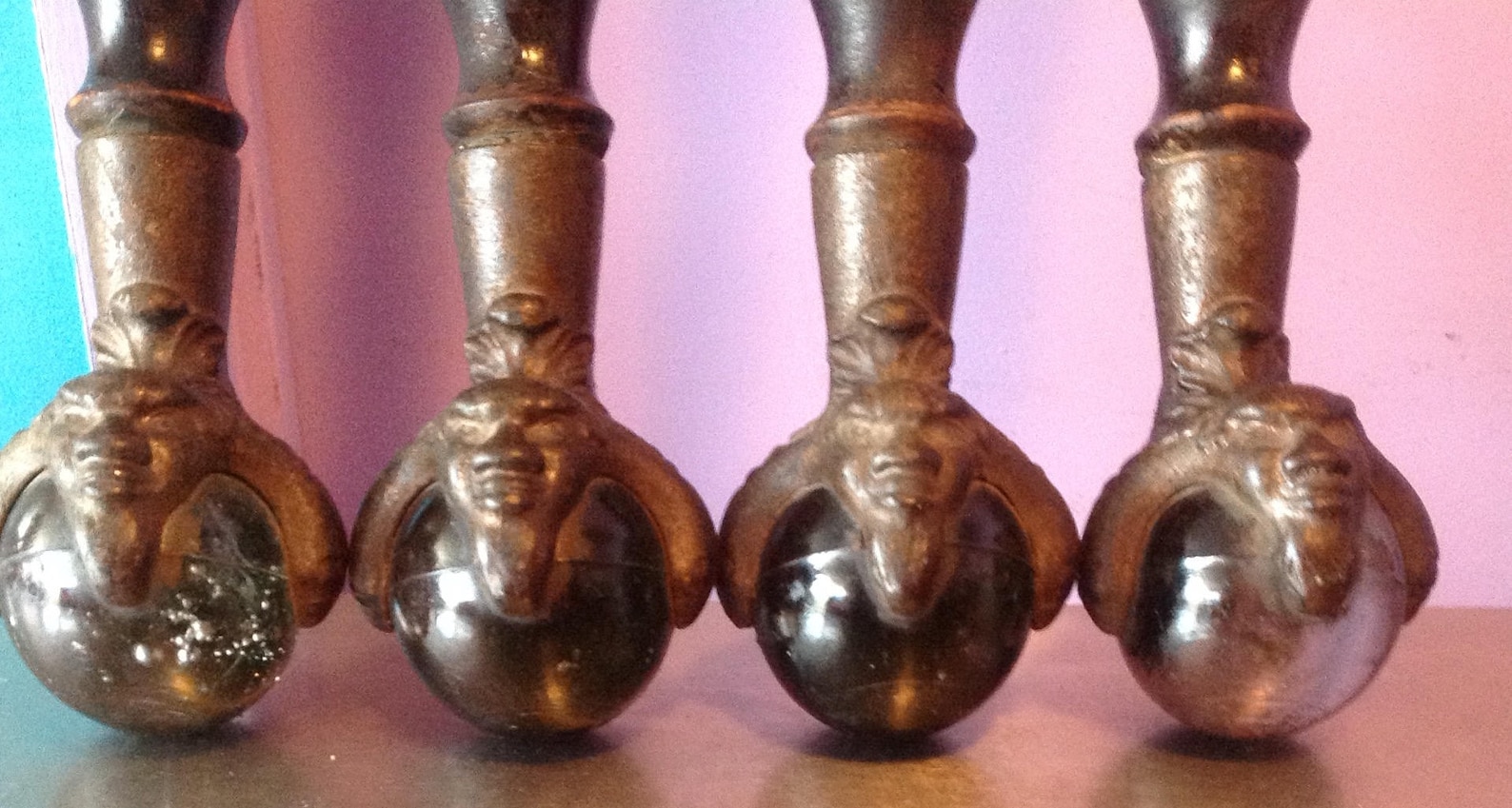 Antique Ball and Claw With Twists Design Wood Legs Gargoyle Etsy Canada