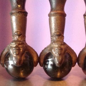 Antique ball and claw with twists design wood legs gargoyle heads brass antique furniture legs wood hand made hand turned furniture image 6