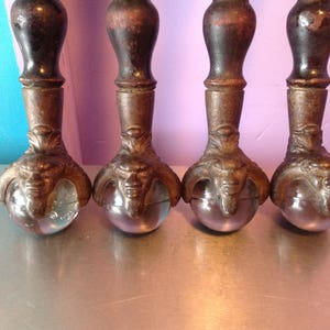 Antique ball and claw with twists design wood legs gargoyle heads brass antique furniture legs wood hand made hand turned furniture image 7