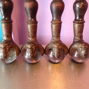 Antique ball and claw with twists design wood legs gargoyle heads brass antique furniture legs wood hand made hand turned furniture image 8