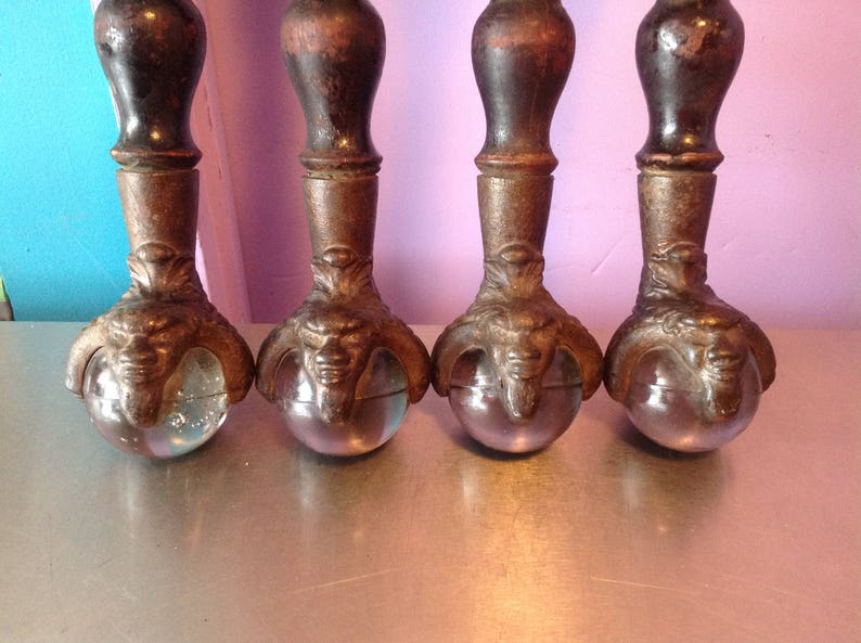 Antique ball and claw with twists design wood legs gargoyle heads brass antique furniture legs wood hand made hand turned furniture image 8