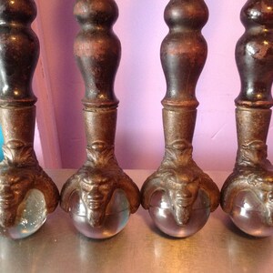 Antique ball and claw with twists design wood legs gargoyle heads brass antique furniture legs wood hand made hand turned furniture image 9