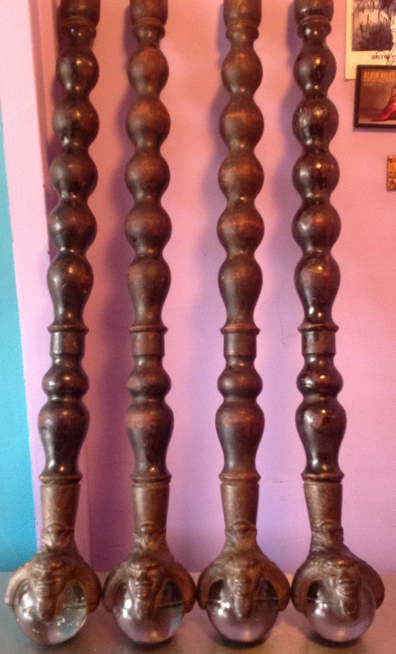 Antique ball and claw with twists design wood legs gargoyle Etsy