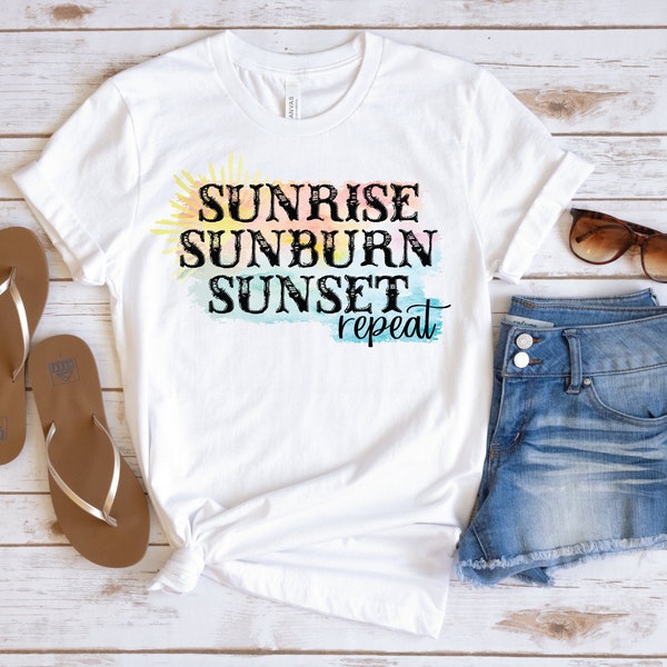Sunrise Sunburn Sunset Repeat Western Shirt Sublimation Design | Western Designs | Music| Country Music| PNG Digital Shirt Sublimation