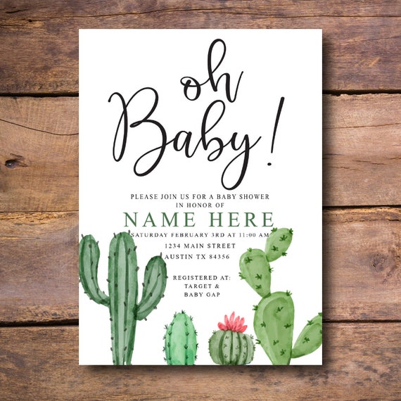 Cactus baby hotsell shower invitations printable