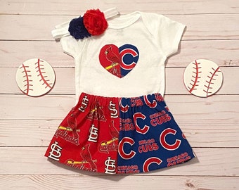 Cardinals and Cubs House Divided Outfit, House Divided Baby Outfit, Cardinals and Cubs Baby