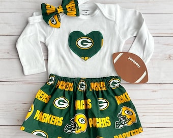Green Bay Packers Baby Outfit, Green Bay Packers Baby Girl, Packers Baby, Green Bay Packers Skirt, Green Bay Packers Headband