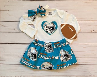 Miami Dolphins Baby Outfit, Miami Dolphins Skirt, Dolphins Baby Girl, Miami Dolphins Toddler Outfit