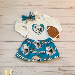 Miami Dolphins Baby Outfit, Miami Dolphins Skirt, Dolphins Baby Girl, Miami Dolphins Toddler Outfit Bild 1