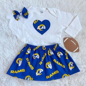 LA Rams baby outfit, LA Rams skirt, girls football outfit, Game day ready