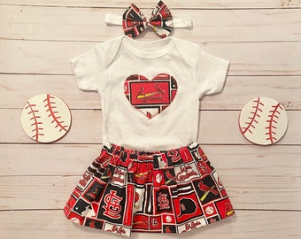 St. Louis Cardinals Baby Outfit, Saint Louis Cardinals Onesie® and Skirt, St. Louis Cardinals Skirt, St. Louis Cardinals Baby