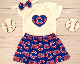 Chicago Cubs Outfit, Chicago Cubs Baby Skirt, Chicago Cubs Baby Outfit, Cubs Baby Girl