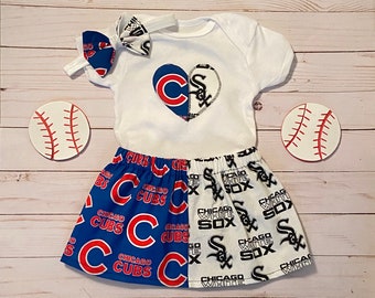 House Divided Baby Outfit, Cubs and White Sox Baby, Cubs Baby, White Sox Baby