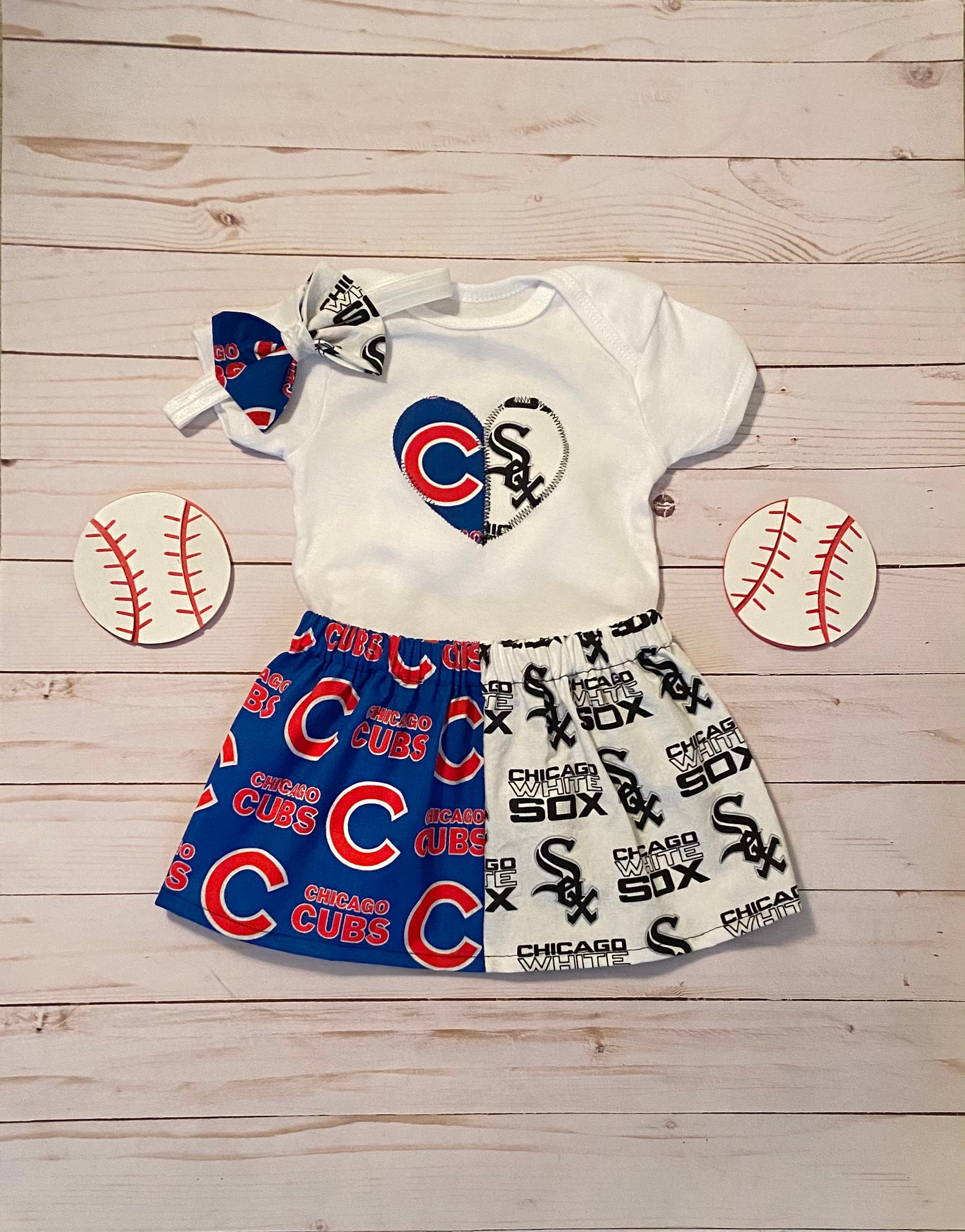 House Divided Baby Outfit Cubs and White Sox Baby Baby Cubs 