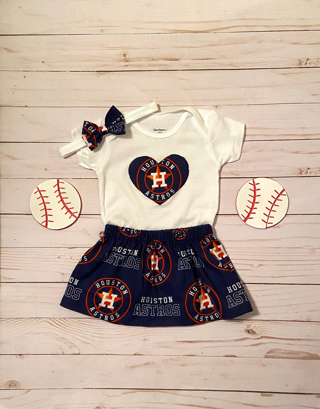 MLB Houston Astros Baby Girls' 3pk Bodysuit - 0-3M