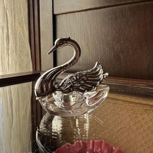 DARLING NEO NOUVEAU classic 835 silver  swan salt cellar and silver spoon Alfred Betz Germany
