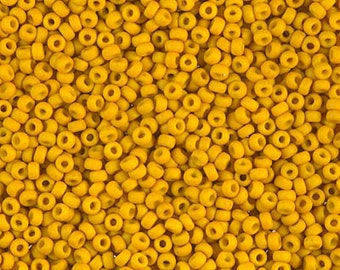 8/0 Seed Beads Japanese Matte Op Mustard Yellow glass Seed beads 28 grams 8/0 Seed Beads Japanese Matte Op Mustard Yellow glass Seed beads 28 grams
