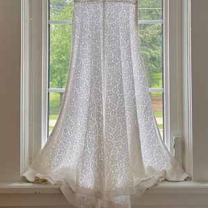 Vintage 1930s White Cotton Floral Soutache Lace Midi Flare Dress S