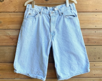 Jahrgang 1980 / 1990er Jahre Orange Tab Levis 560 Light Wash Bermuda Cutoffs Denim Jean Shorts 32 Made in USA