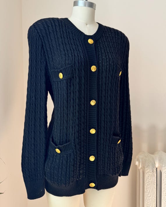 Cardigan Vintage Turquoise Washington Boutons Or - Taille Large, Tricot, Occasion Très Bon état