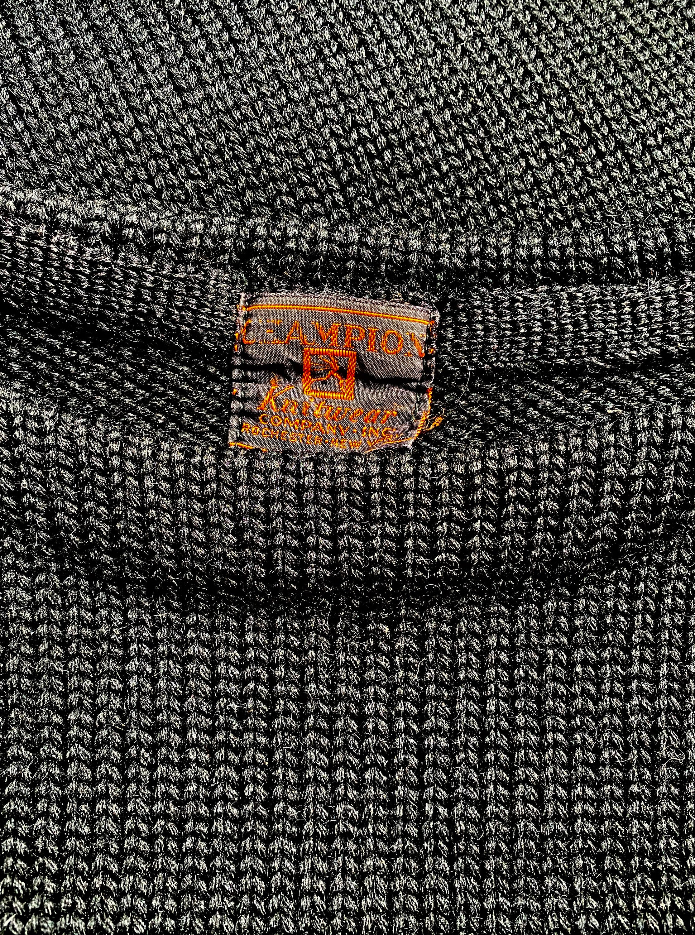 Vintage 1940s CHAMPION Knitwear Rochester Black Wool Vintage 1940s CHAMPION Knitwear Rochester Black Wool