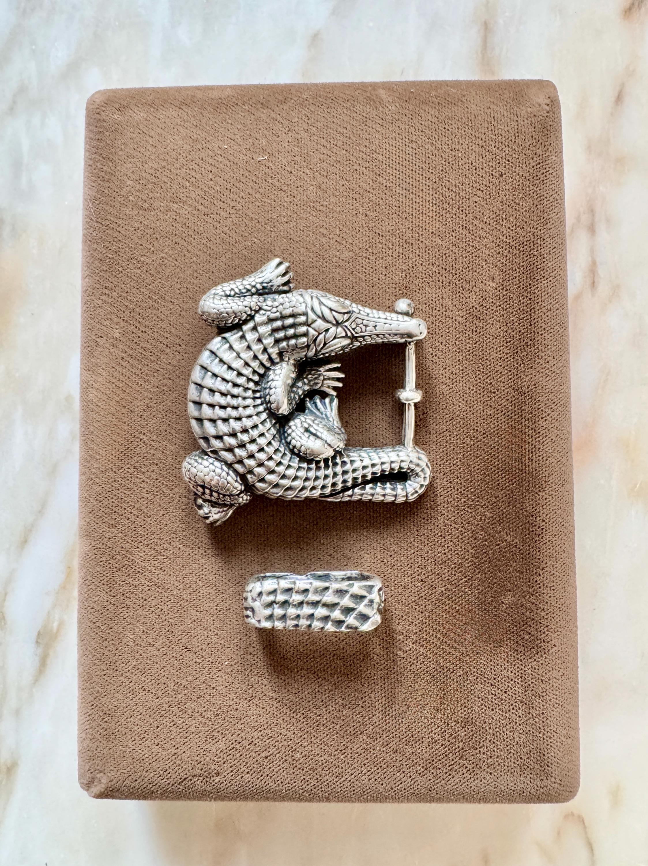 Barry Kieselstein-Cord Alligator Belt (1 1/2 x32 inches) BARRY KIESELSTEIN-CORD Vintage Sterling Silver & Alligator  main image 3