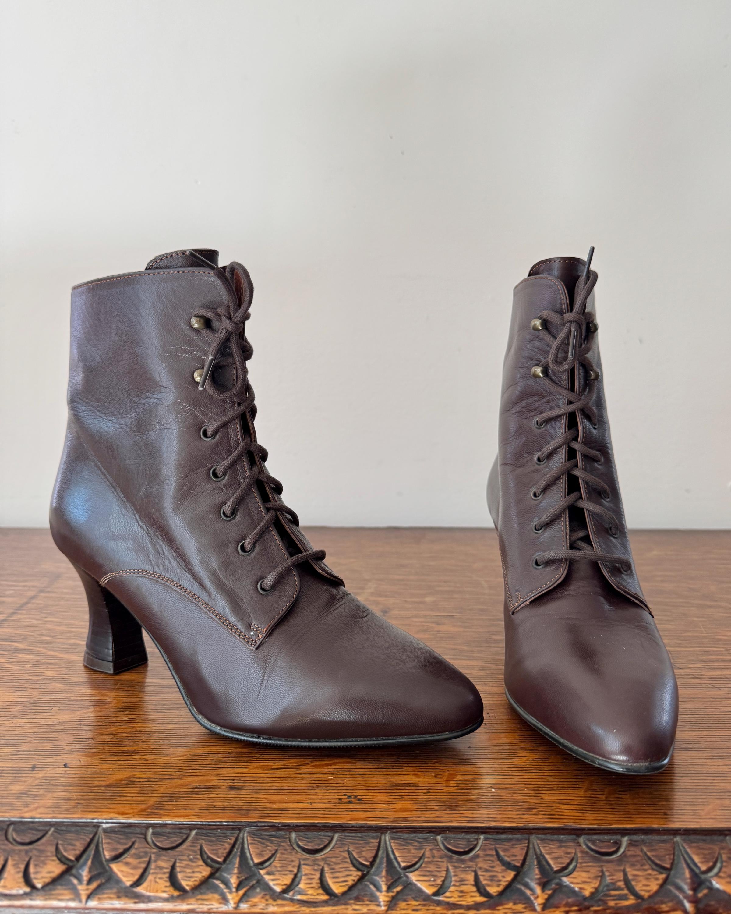 アンティーク  エドワーディアン シューズ  ベージュブラウンブーツ Edwardian boots - Etsy 日本