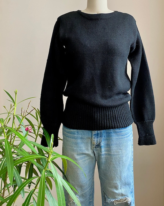 Vintage 1940s CHAMPION Knitwear Rochester Black Wool Athletic
