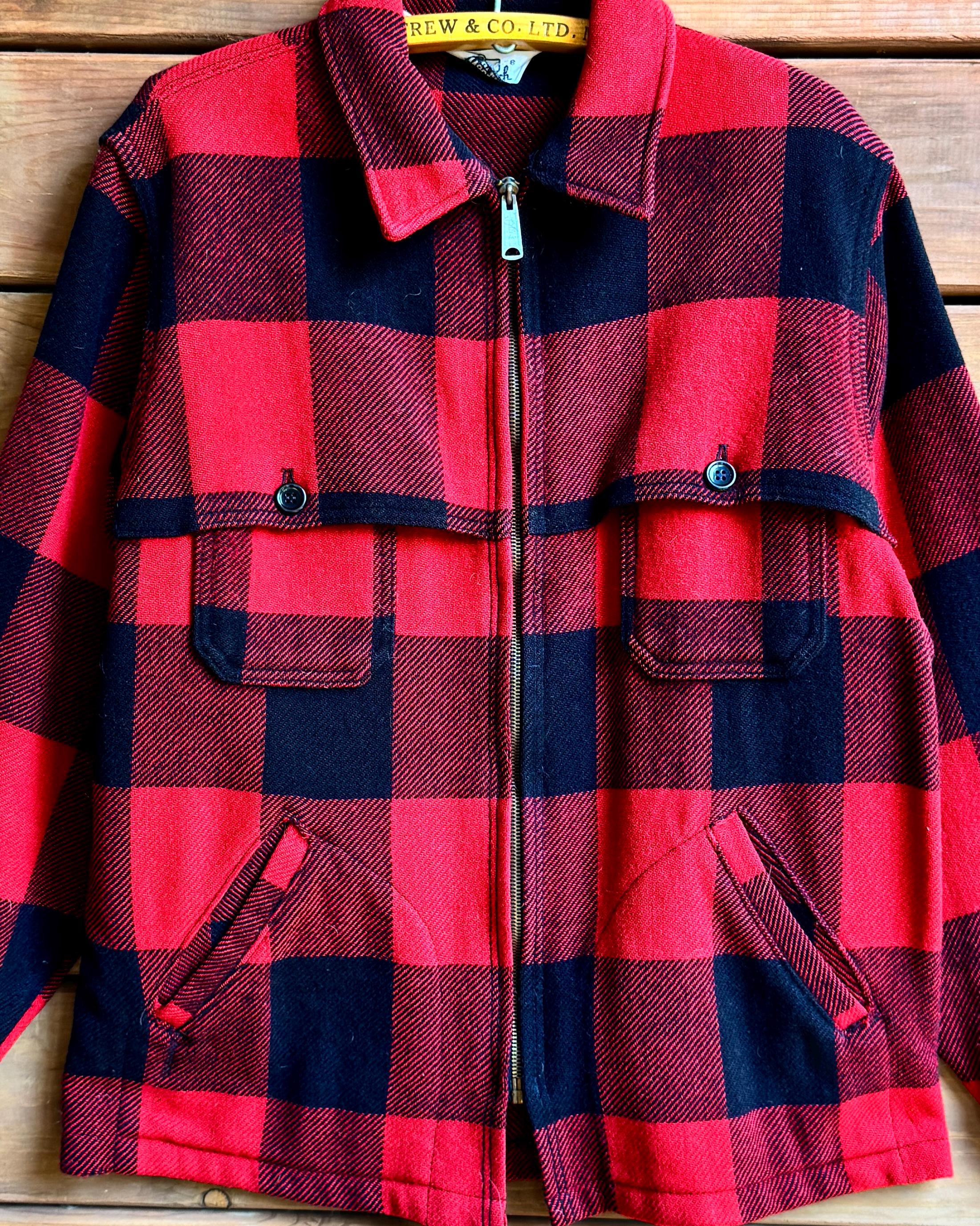 Vintage 1970s Woolrich Buffalo Check Plaid Wool Hunting Jacket