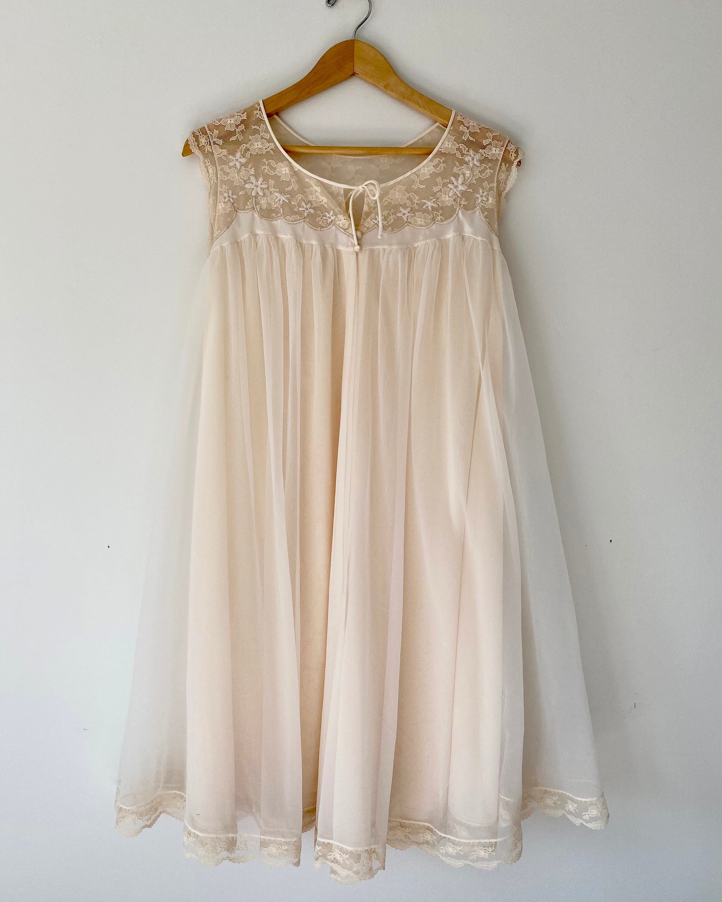 VINTAGE 1960s Baby Doll Chiffon & Lace Peignoir Etsy