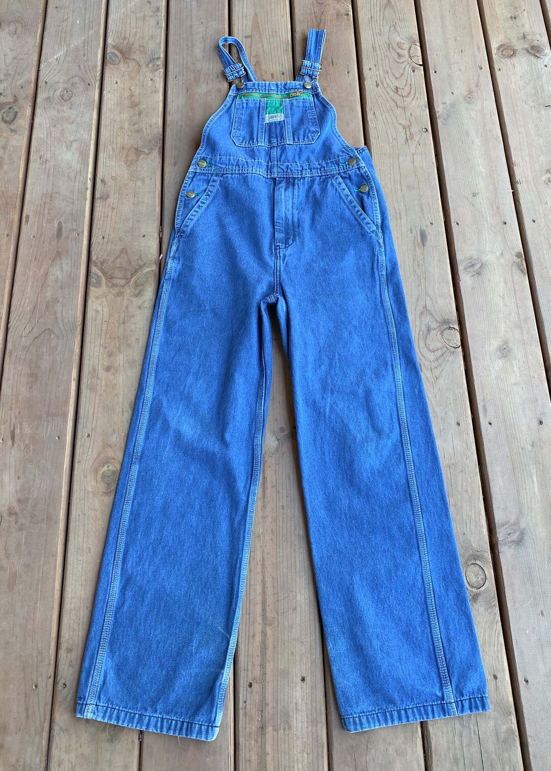 Size 20r Vintage Kids Youth LIBERTY Blue Denim Bib Overalls Medium Wash Size 20R ...