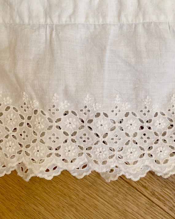 Antique Victorian Mid 1800s White Cotton Long Pan… - image 9
