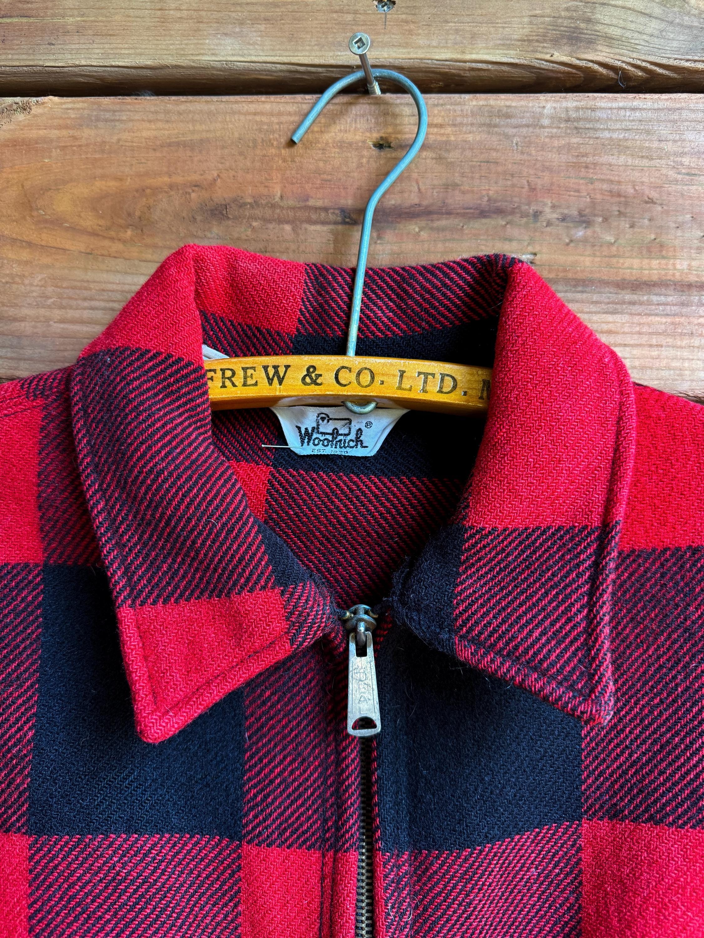 Vintage 1970s Woolrich Buffalo Check Plaid Wool Hunting Jacket