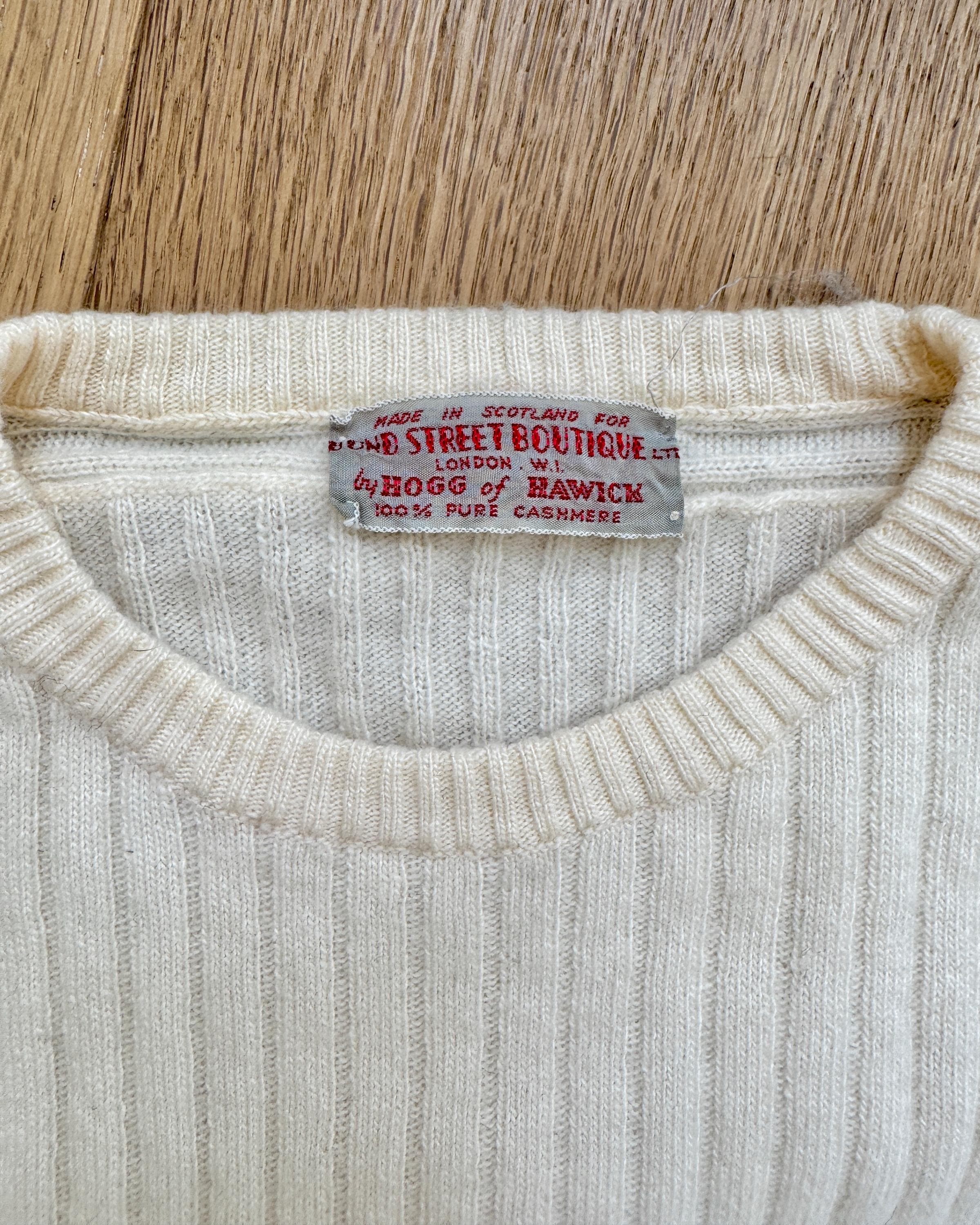 トップス 90s Cashemere Sweater Made in Scotland Vintage Scottish 100% Cashmere Ribbed Sweater - HOGG of HAWICK
