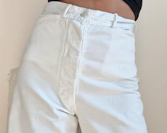Vintage US Navy Sailor Trousers 29: 1940s White Cotton High Waist Wide Leg (Size 29)