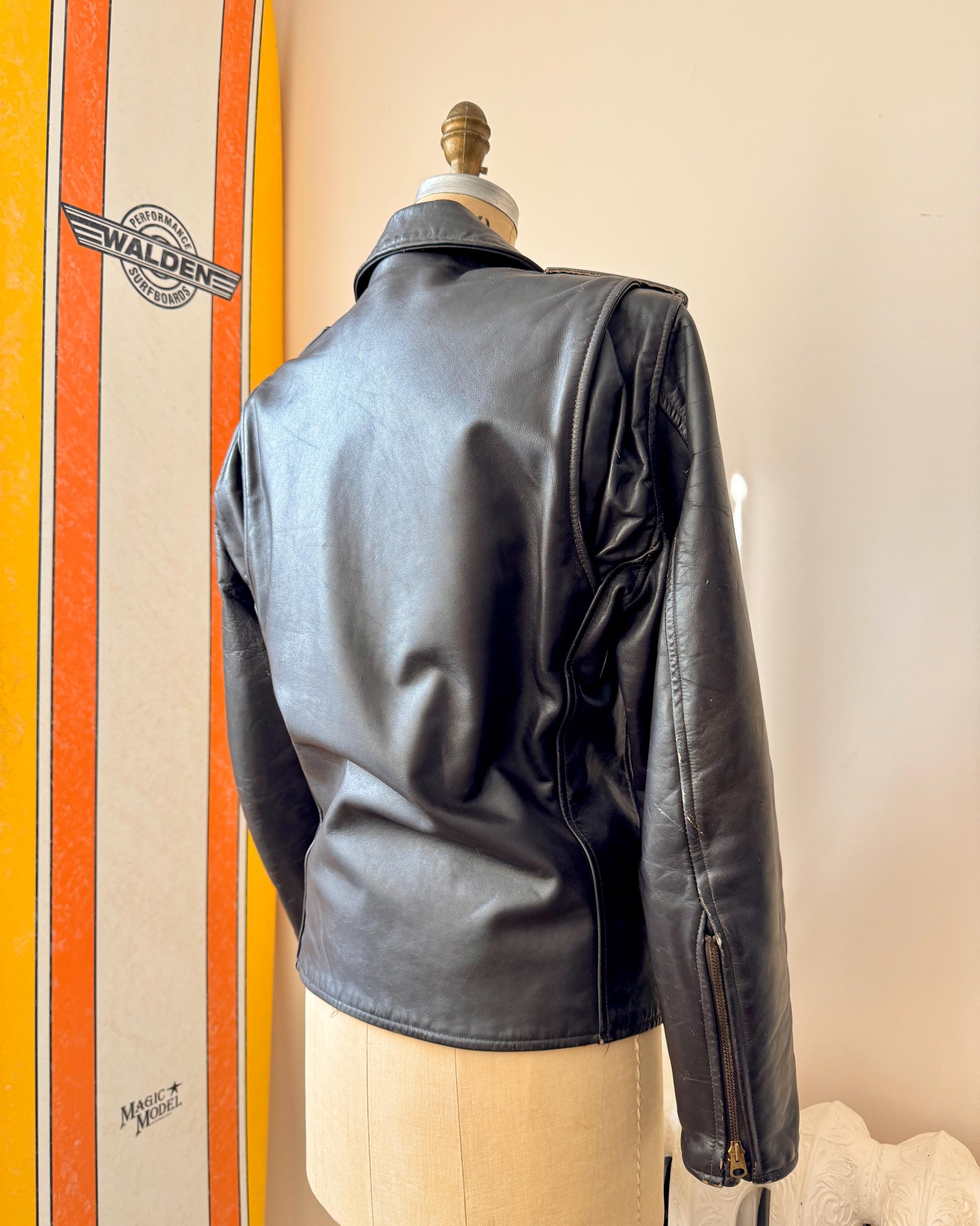Vintage 1960s Fidelity Leather Motorcycle Jacket, Ranger Style