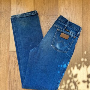 Vintage Wrangler Jeans Straight Leg Leather Patch Dark Wash image 8