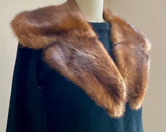 Vintage Light Brown Mink Fur Scarf with Lining Made in Canada