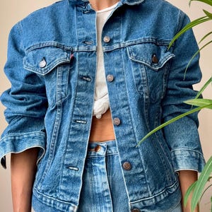 Vintage 1980s Levi's Classic Type 3 Red Tab Jean Jacket Medium Blue Wash Denim Trucker Jacket Made in USA #70506 0216 Size 44