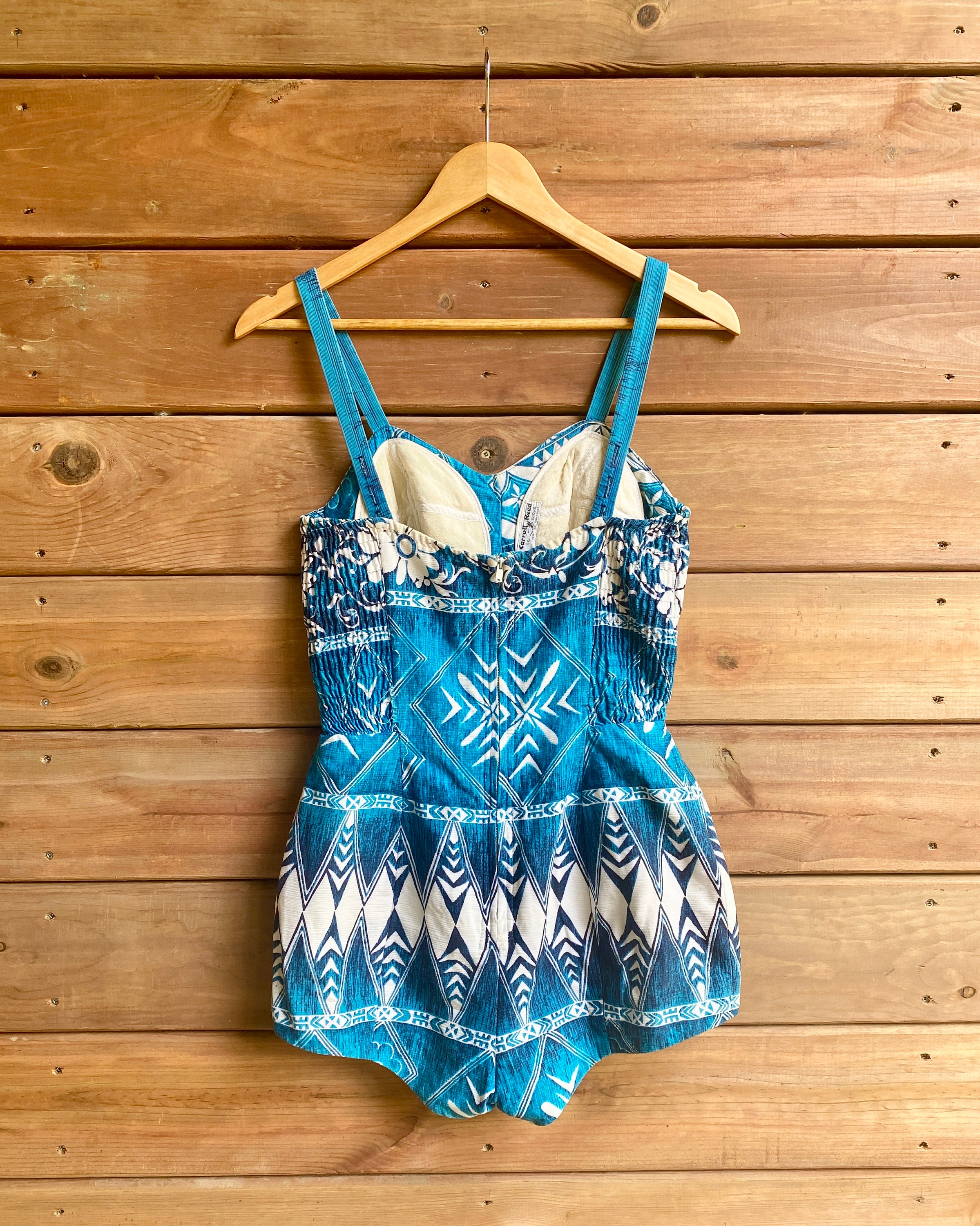 Vintage 1950s Carroll Reed Pin up Cotton Surf One Piece Bathing Suit