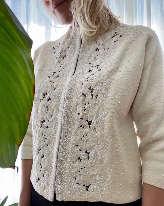 VINTAGE 1950's Beaded Jacket Cardigan