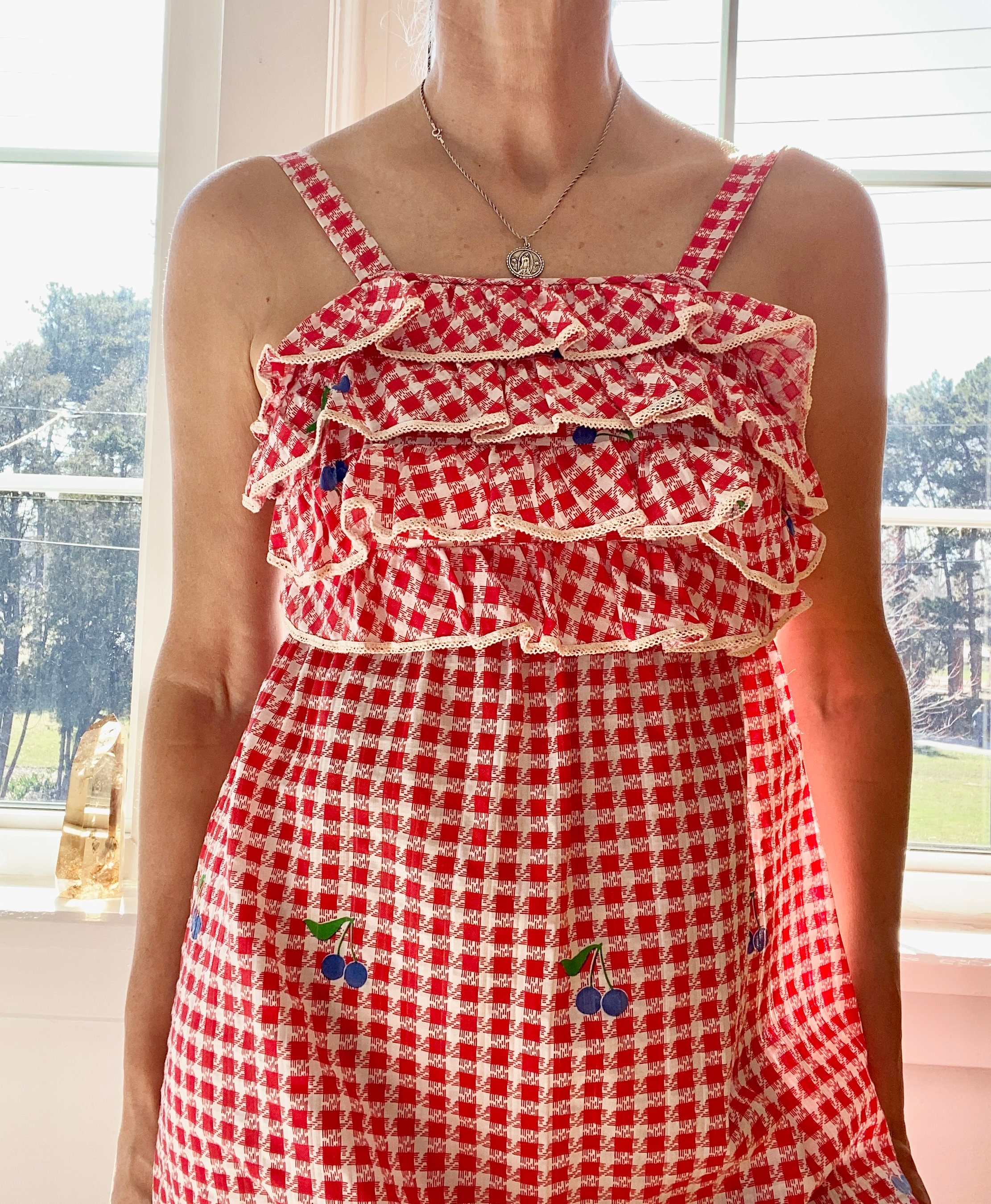 Red and white gingham school dress sale