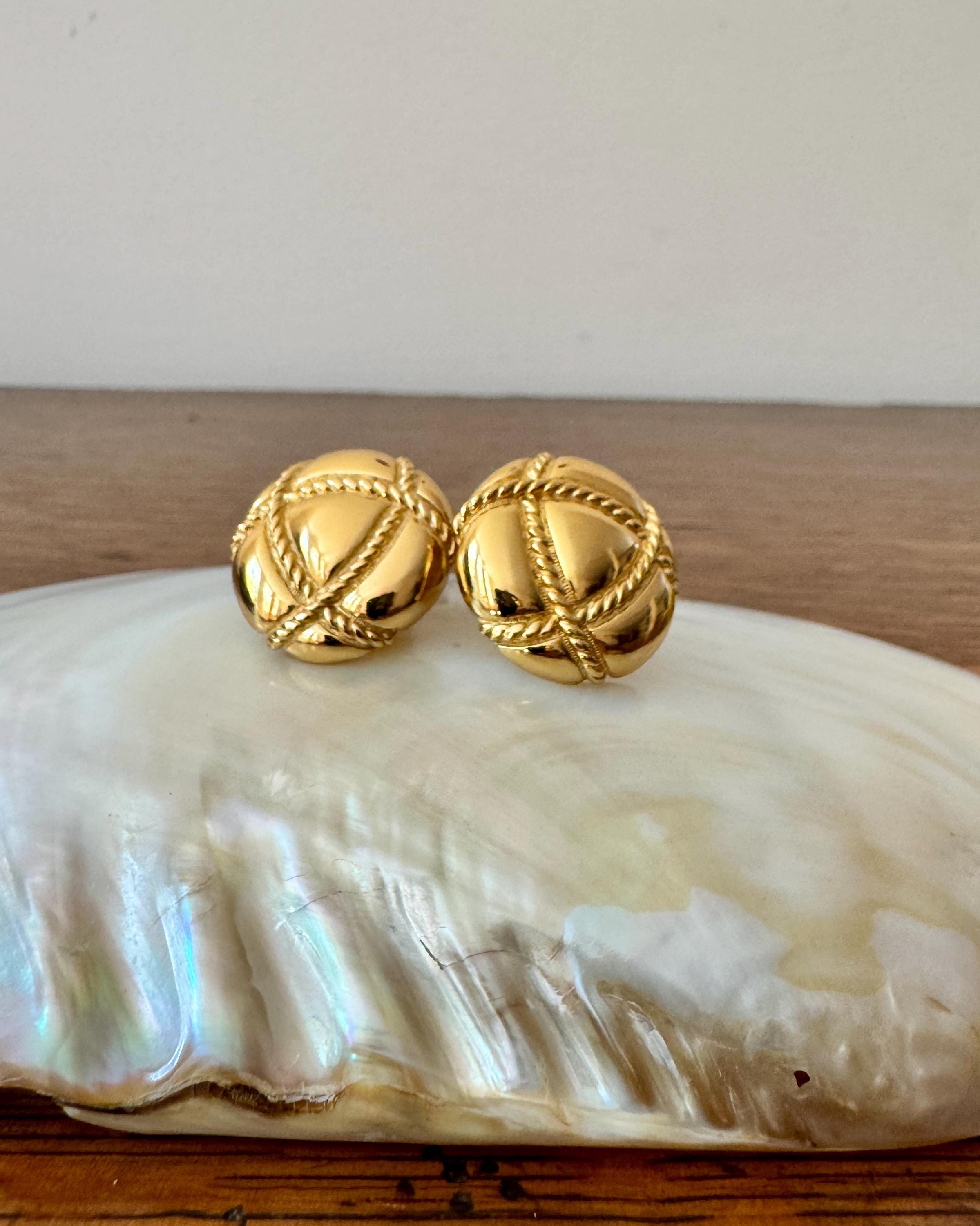 Vintage Dior Signed Christian Dior Gold Plate Round Criss Cross