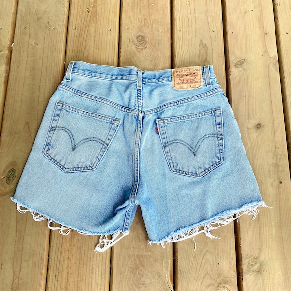 Vintage 1990s Levis 505 Light Wash Cutoffs Denim Jean Shorts 32