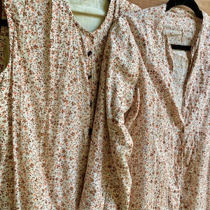 Ensemble robe et veste en coton fleuri antiques des années 1920 : taille S/M
