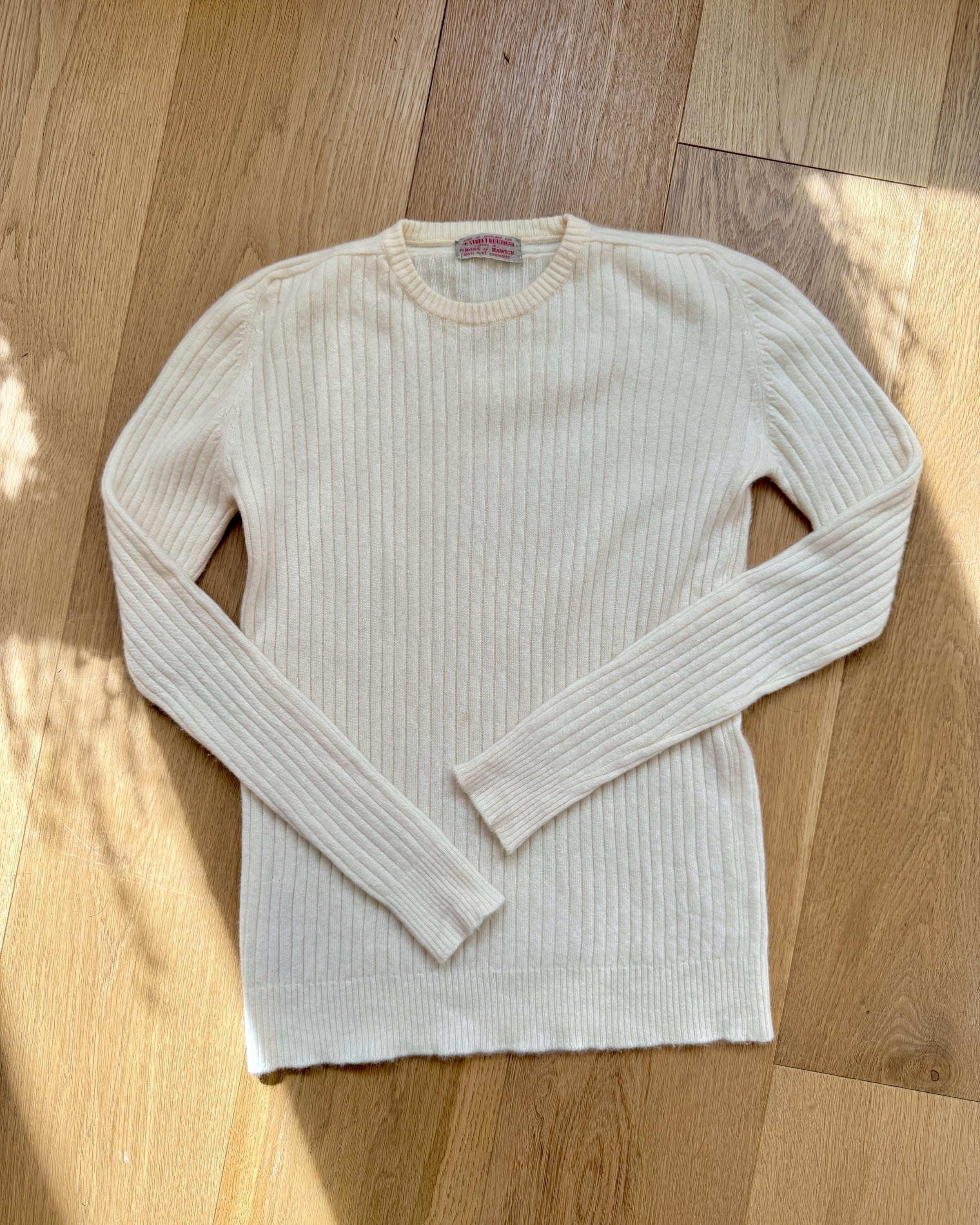 Vintage Scottish 100% Cashmere Ribbed Sweater - HOGG of HAWICK
