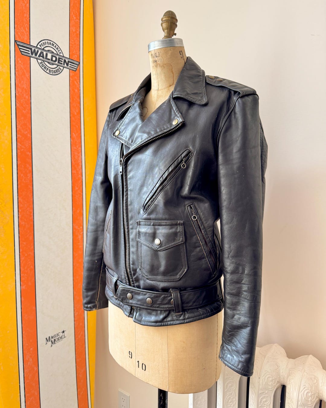 Vintage 1960s Fidelity Leather Motorcycle Jacket, Ranger Style