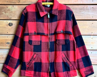 Vintage Woolrich Hunting Jacket, 1950's Wool Plaid Coat